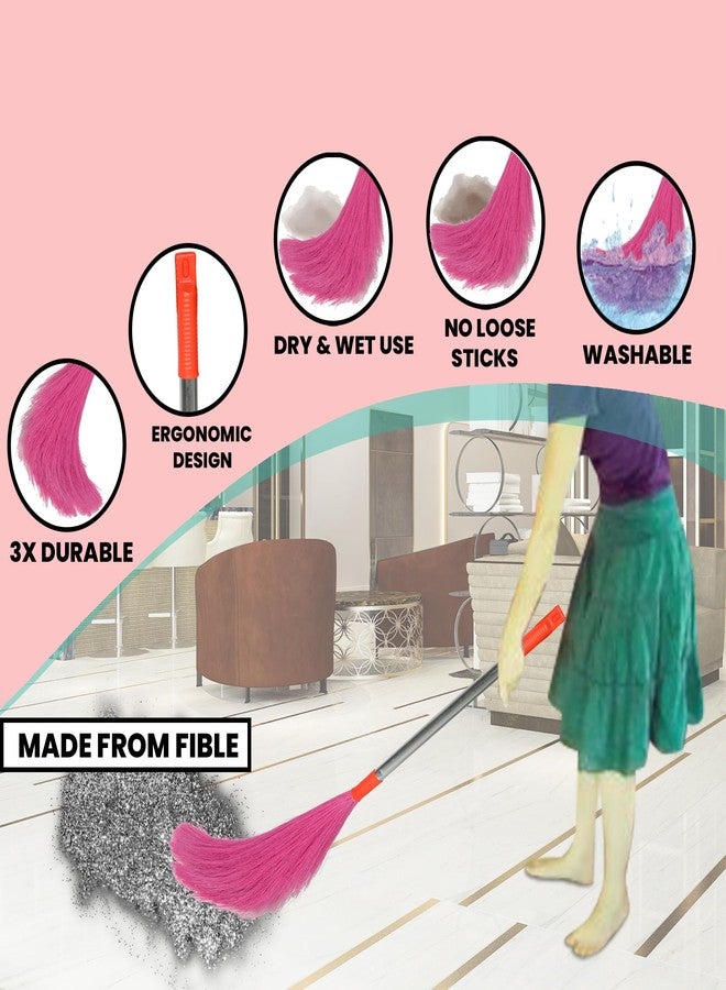 Turtuls Group Plastic Long Lasting Stanless Steel Broom Indoor Outdoor Cleaning 42x1 Inch Size Multicolor Pack-2 - Image 4
